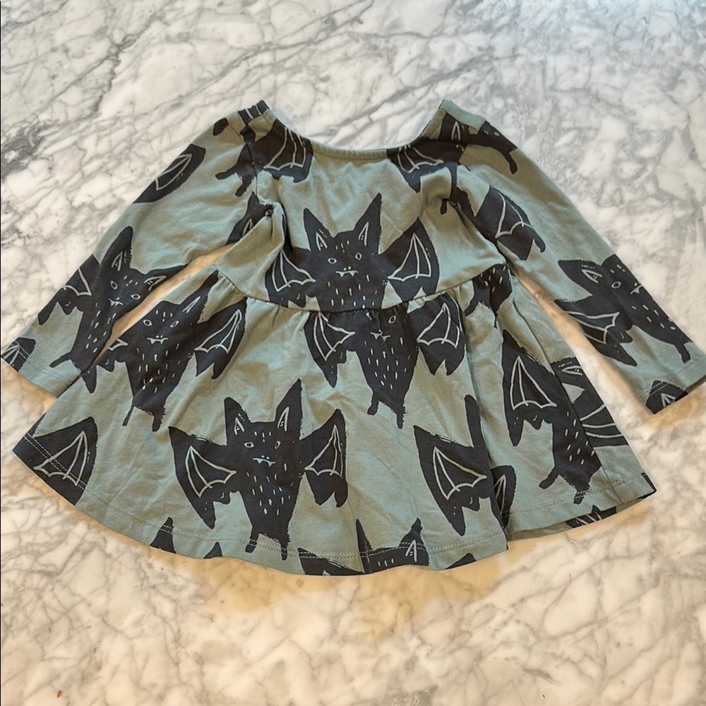 Kids Bat Print Dress - Black and Gray